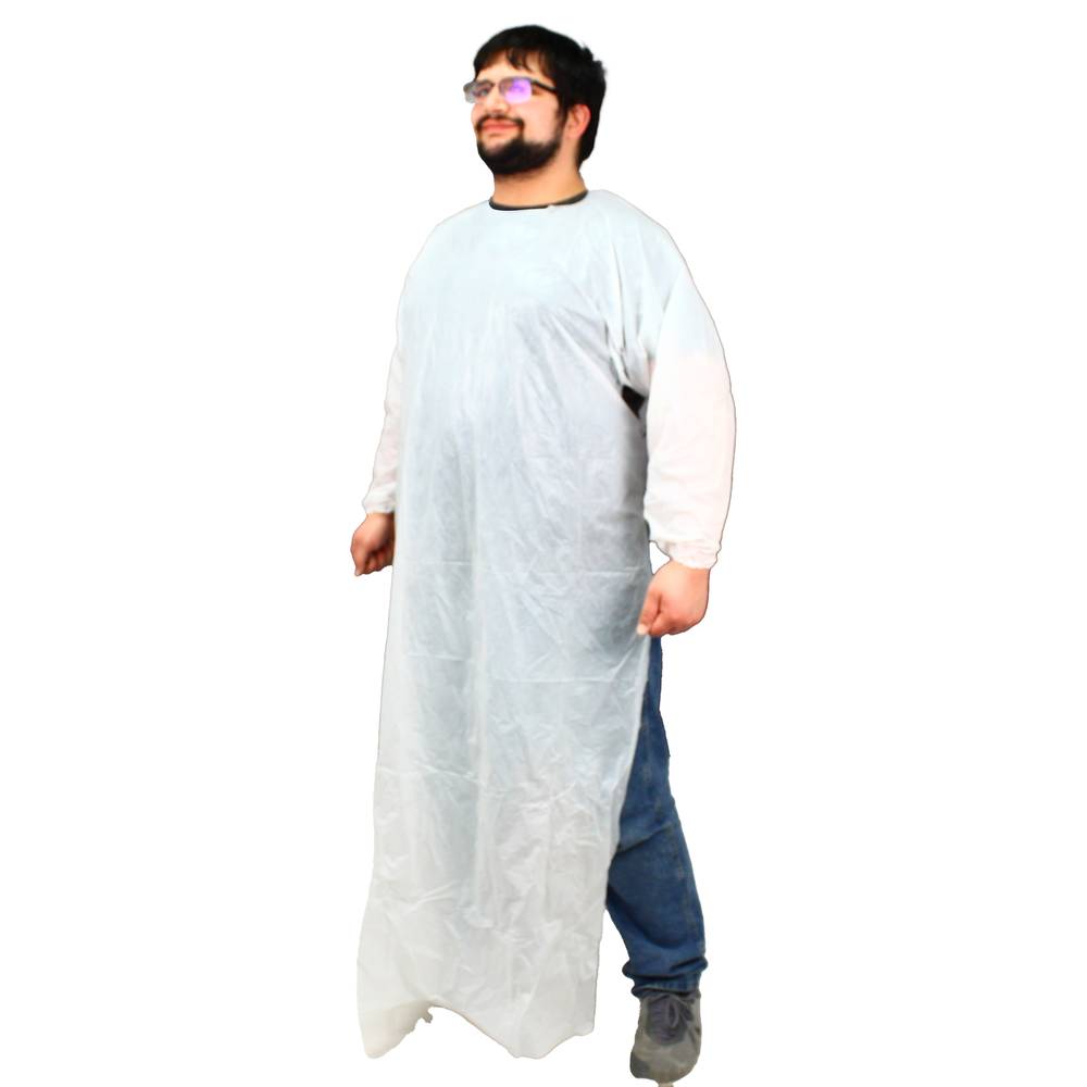 MCPE-60W Supply Source Safety Zone® CPE 60-in Gowns w/ Elastic Cuffs, 1.75-Mil (White)